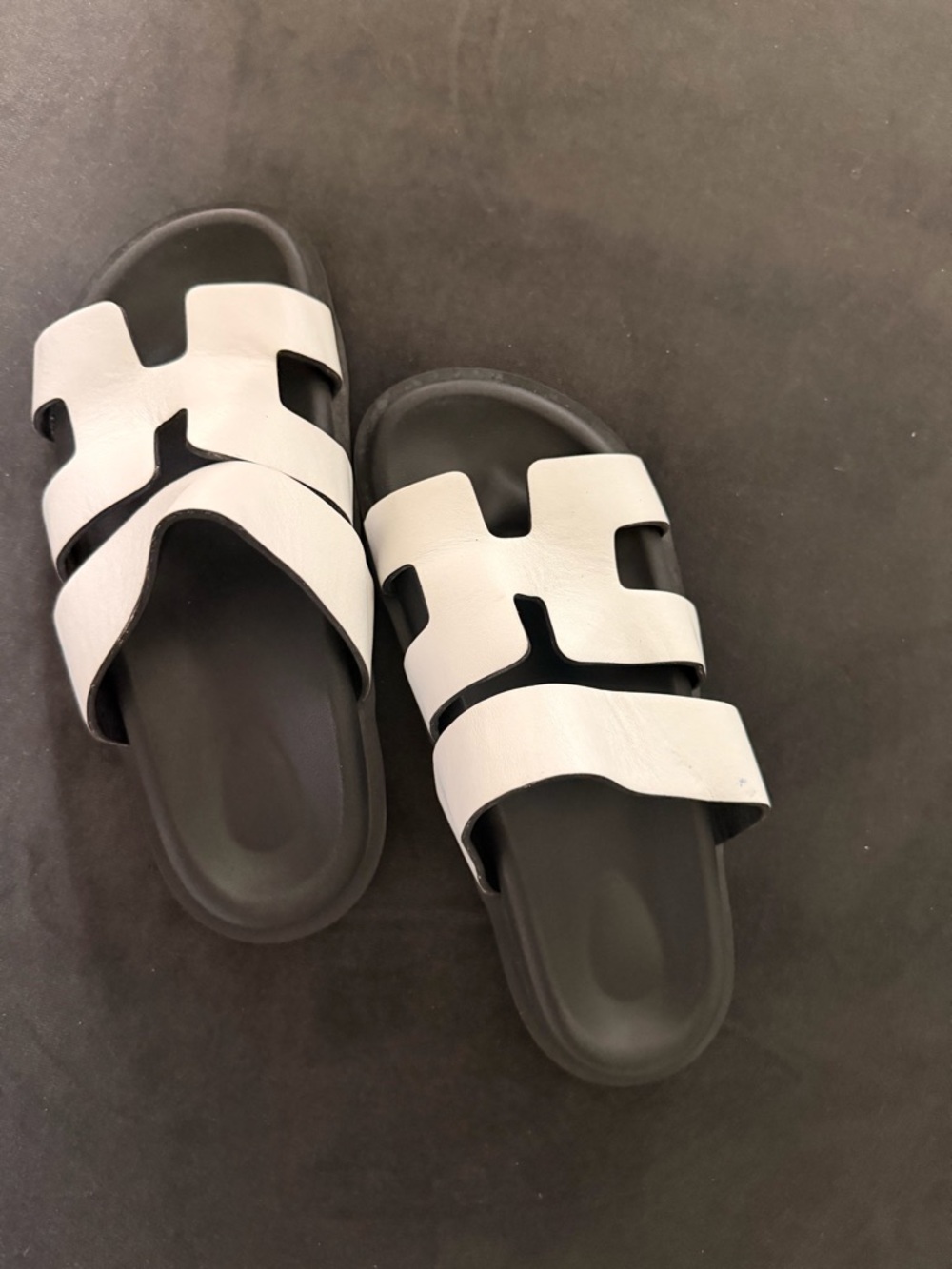 White Cutout Strap Slide Sandals